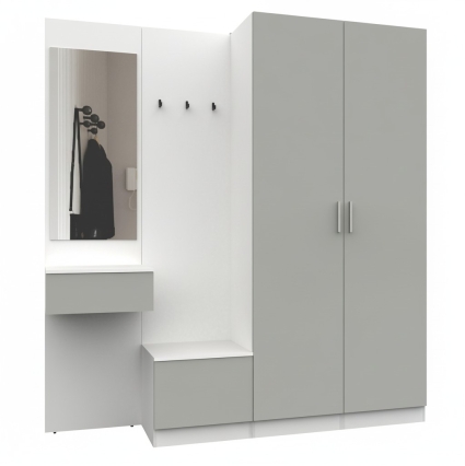 Набор мебели для прихожей "Марсель-107" МР 01-107 В2160 Ш2000 Г420 (ЛДСП Шиншилла серая) Набор мебели для прихожей "Марсель-107" МР 01-107 В2160 Ш2000 Г420 (ЛДСП Шиншилла серая)